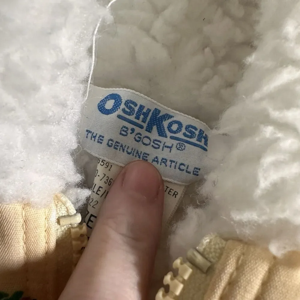 Vintage Oshkosh Bear Snow Bibs & Jacket Bunting Baby 12 Months Hooded Fleece USA